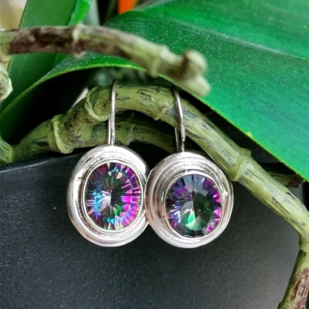 Sterling Silver Mystic Topaz Drop Earrings
